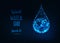 World water day banner template with glow low poly planet earth globe inside of water drop and text