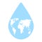 World water day. Blue drop and world map. Save water concept. Protection planet earth. Save planet environmental
