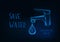 World Water day poster with glowing low poly bathroom faucet with water drop and message Save water