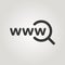 World Wide Web icon. Go to website sign. WWW in magnifier. Online internet ui element. Web page symbol to search or click. Vector