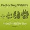 World Wildlife Day background with with animals tracks. Vector illustration for you design, card, banner, poster