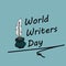 World Writer Day. Postcard, banner, flyer