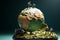 Worldly trek Miniature travelers stand on a globe, plotting their journey