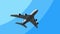 The worlds biggest airliner flying in the sky 4K 3D cartoon animation. Transportation, heavy weight, travel concepts