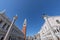 Worlds most beautiful square San Marco Piazza San Marco. View of the famous columns, Doge`s Palace Palazzo Ducale, and St.