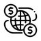 Worldwide financial partnership icon vector outline illustration