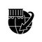 Worldwide freight container shipping business black glyph icon