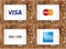 Worldwide money transfer methods logos visa , mastercard , discover , american express