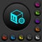 Worldwide package transportation dark push buttons with color icons