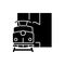 Worldwide rail cargo shipping black glyph icon