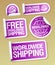 Worldwide shipping, free worldwide shipping - vector stickers mockups