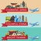 Worldwide travel set with famous attractions