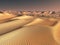 Worldwide warming concept. solitary sand ridges under impressive evening sundown sky at drought desert scenery 3d