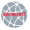 Worldwide web logo,red wording on circular globe grey background