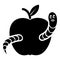 Worm apple icon, simple black style