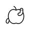 Worm apple icon vector. Isolated contour symbol illustration
