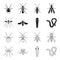 Worm, centipede, wasp, bee, hornet .Insects set collection icons in black,outline style vector symbol stock illustration