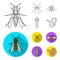 Worm, centipede, wasp, bee, hornet .Insects set collection icons in outline,flat style vector symbol stock illustration
