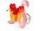 Worm character holding gift