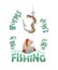 Only worms don`t like fishing. Funny t-shirt or mug print design. Vector illustration.