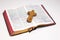 Worn Bible and Olivewood Cross