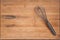 Worn Butcher Block Cutting Board with Whisk