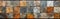 Worn Concrete Wall with Vintage Geometric Mosaic Tiles - Rustic Texture Background for Panoramic Banners