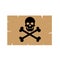Worn decal of a skull with crossbones. Pirates icon. Cartoon poison. Vector design element on isolated background.