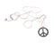 Worn metal peace sign necklace isolated