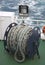worn mooring rope of the boat, ile de la madeleine cruise