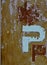 Worn, shabby letter `P` from the advertisement