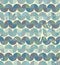 Worn textile geometric seamless pattern, decorative wavy abstract background.