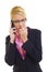 Worried businesswoman speaking by phone