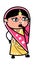 Worried Cartoon Indian Woman Thinking