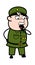 Worried Cartoon Military Man Thinking