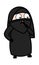 Worried Cartoon Muslim Woman Thinking