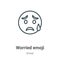 Worried emoji outline vector icon. Thin line black worried emoji icon, flat vector simple element illustration from editable emoji