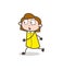 Worried Girl Face with Walking Pose Vector