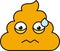 Worried, nervous turd emoji illustration