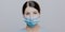 Worried nurse, doctor or scientist portrait behind facemask