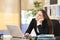 Worried pensive businesswoman at office