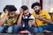 Worried people due to slow internet connection or speed while wathching live streaming movie or sports match from mobile phone at