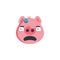 Worried piggy face emoji flat icon