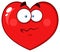 Worried Red Heart Cartoon Emoji Face Character With Confused Expression.