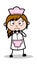 Worried - Retro Cartoon Waitress Female Chef Vector Illustration