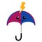 Worried umbrella being hit by a thunder icon