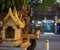 Worship altar. Buddhist temple in the old city center of Vientiane, Laos, South East Asia.