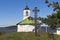 Worship cross near Vvedensky church in the village of Goritsy Vologda region