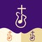 Worship logo. Cristian symbols. Cross of Jesus, musical note and guitar.