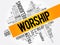 Worship word cloud collage, social concept background